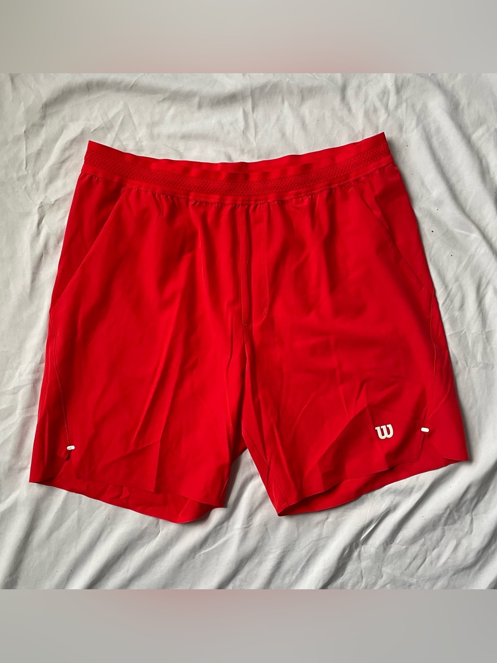 Wilson Men’s Brand New Bright Red Athletic Tennis Shorts with W Logo
